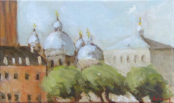 San Marco, la Basilique, Venise - Huile sur Toile - 19x32cm