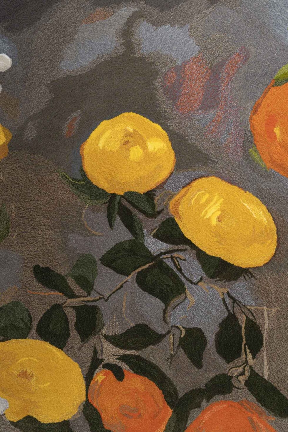 LES FLEURS DU BIEN N°26 - Détail tapis tufté, citrons - Manufacture Pinton