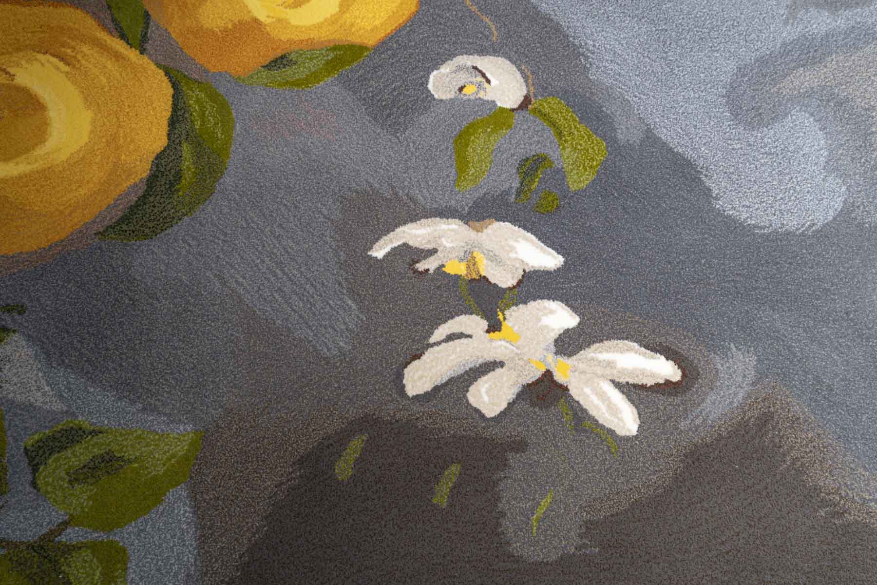 LES FLEURS DU BIEN N°26 - Détail tapis tufté, branche de clématites - Manufacture Pinton