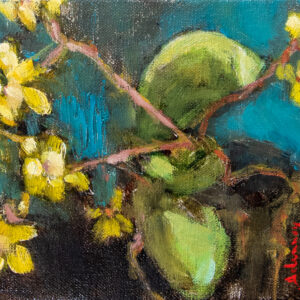 L'orchidée Jaune, Oil on canva, 16 x 22 cm