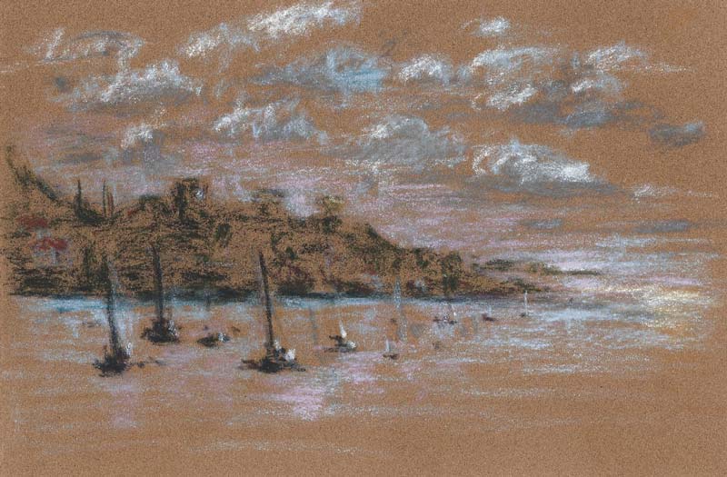 VERS LA TOUR GENOISE GOLFE DE LA LISCIA, Corse - Pastel sur papier, 16x24cm